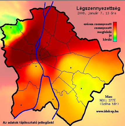 Budapesti légszennyezettség január 7-én