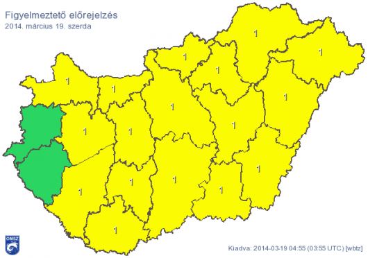 Csaknem az egész országra figyelmeztetést adott ki a meteorológiai szolgálat